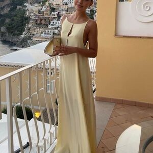 Commense Backless Vacation Satin Long Dress